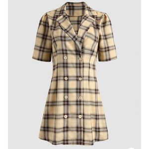 Cider - Plaid Collar Blazer Dress
